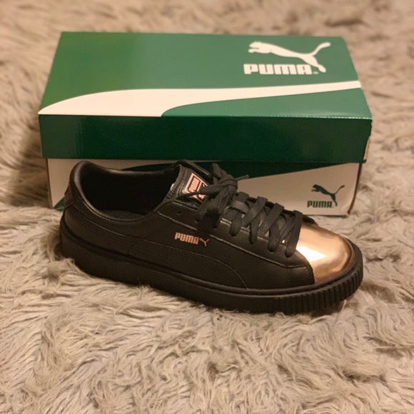puma black rose gold shoes